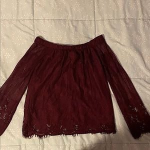 Burgundy Off- Shoulder Top